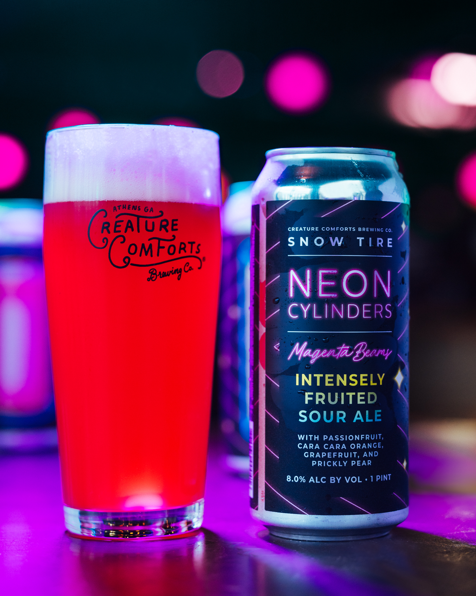 Neon Cylinders: Magenta Beams