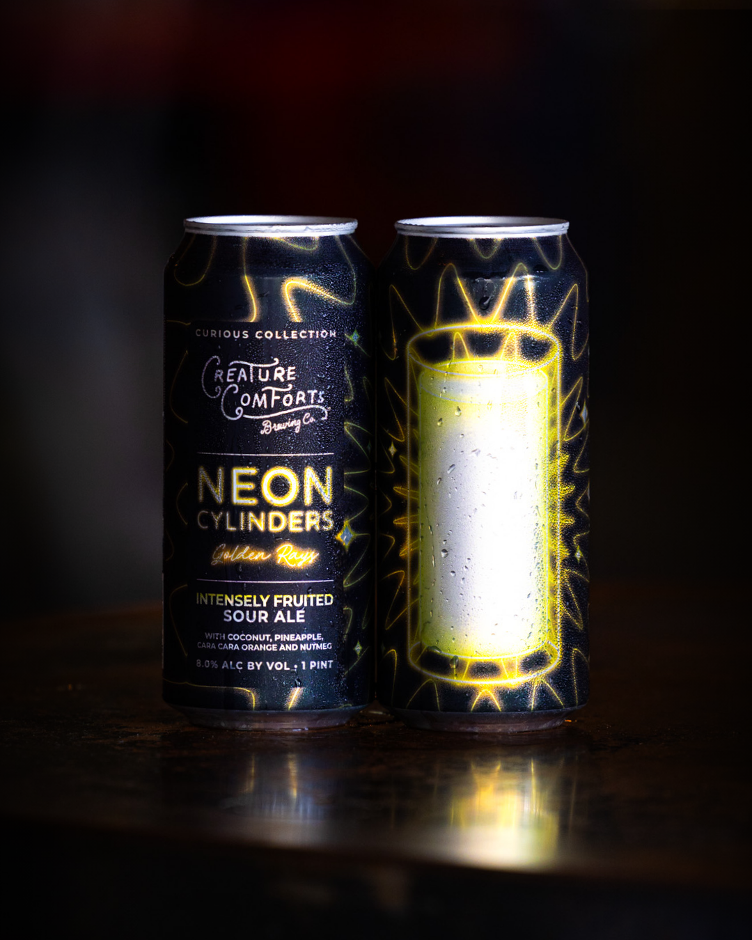 Neon Cylinders: Golden Rays